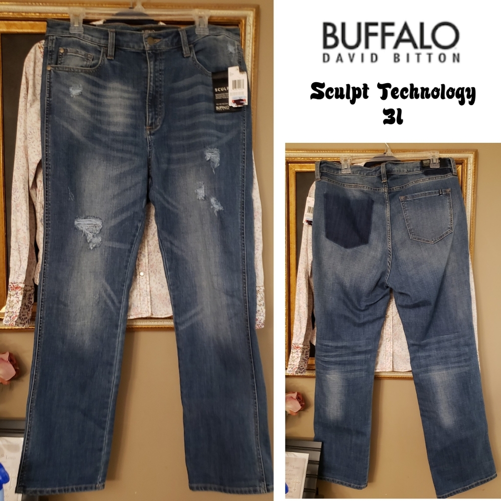 🎀Clearance🎀 NWT BUFFALO DAVID BITTON Sculpt destroyed jeans